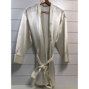 Vintage Victoria's Secret Women's Gold Label Robe W/Tie One Size Cream Intimates